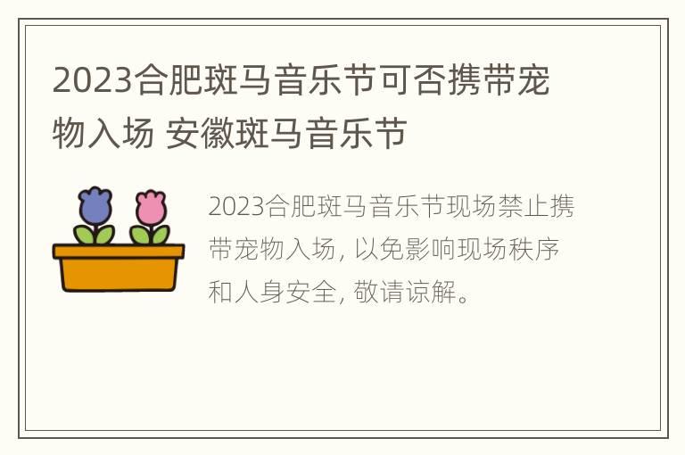 2023合肥斑马音乐节可否携带宠物入场 安徽斑马音乐节