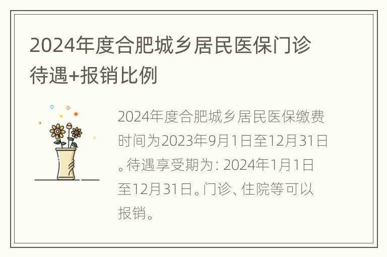 2024年度合肥城乡居民医保门诊待遇+报销比例