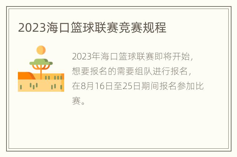 2023海口篮球联赛竞赛规程