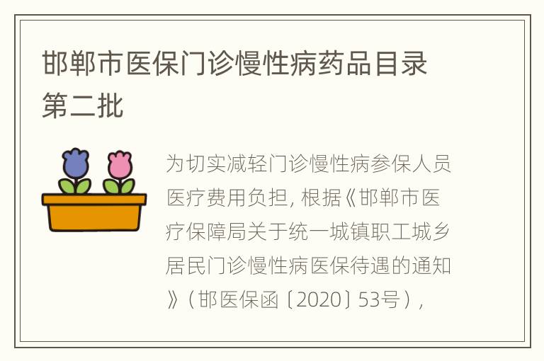 邯郸市医保门诊慢性病药品目录第二批