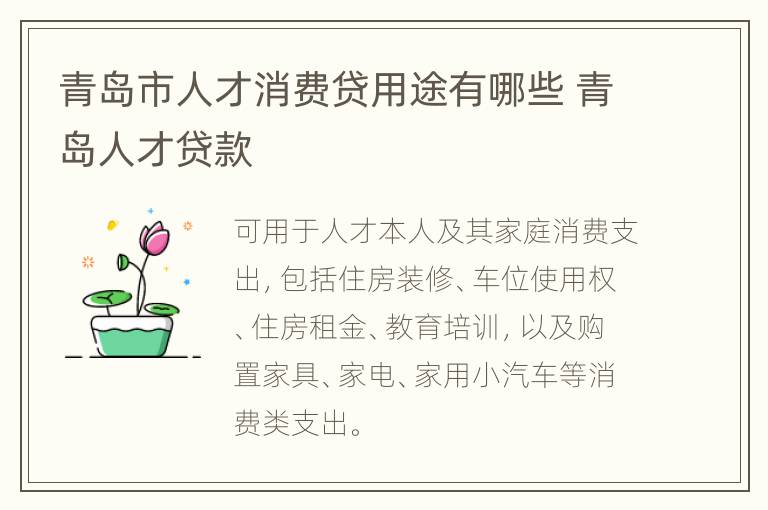 青岛市人才消费贷用途有哪些 青岛人才贷款