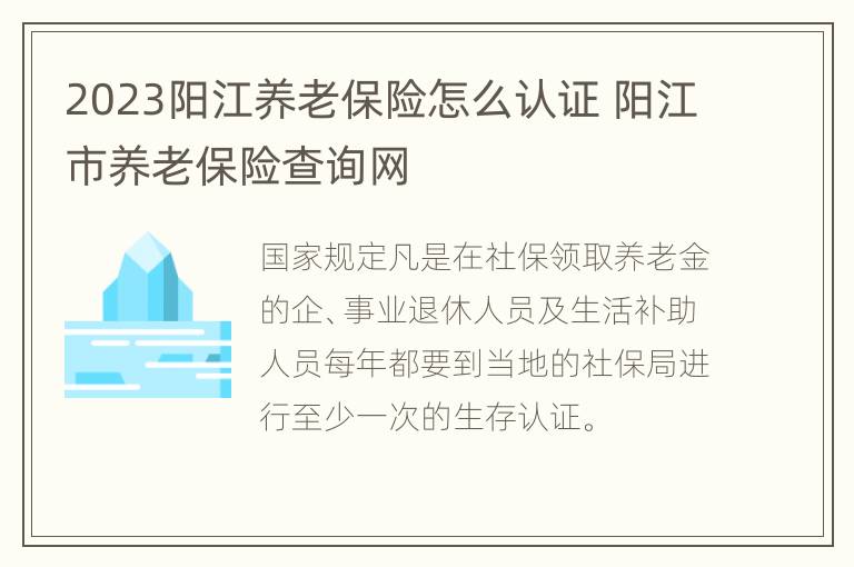 2023阳江养老保险怎么认证 阳江市养老保险查询网