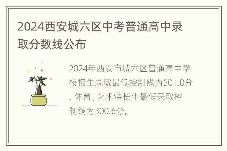 2024西安城六区中考普通高中录取分数线公布