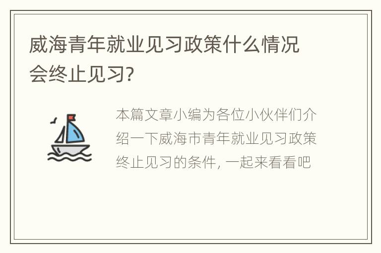 威海青年就业见习政策什么情况会终止见习？