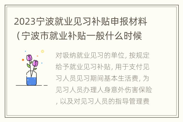 2023宁波就业见习补贴申报材料（宁波市就业补贴一般什么时候到账）