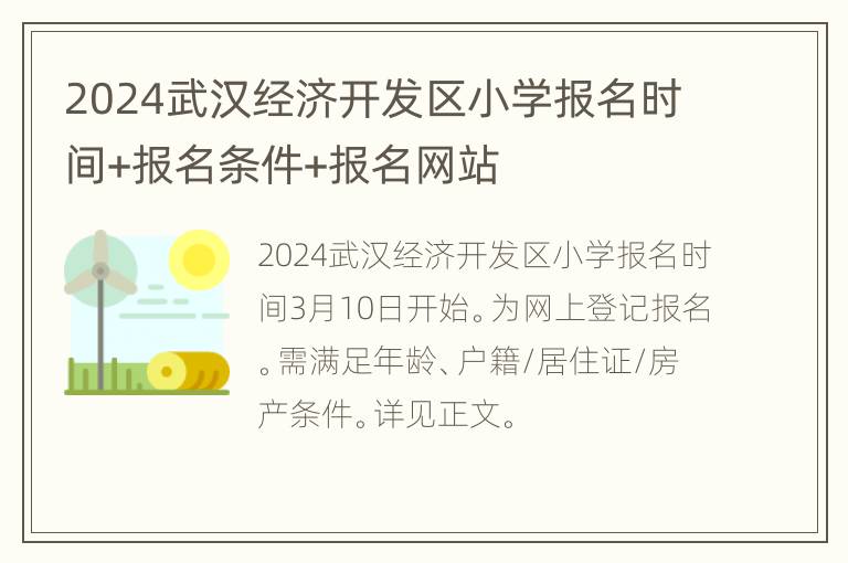 2024武汉经济开发区小学报名时间+报名条件+报名网站