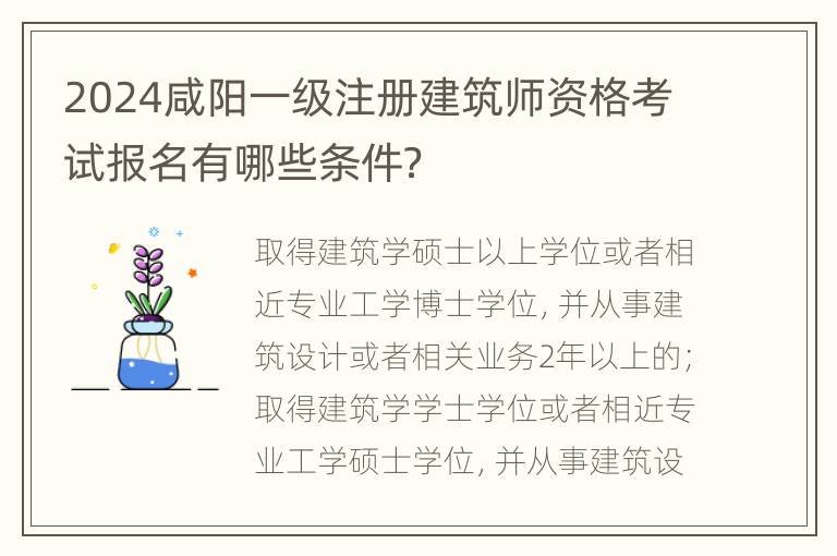 2024咸阳一级注册建筑师资格考试报名有哪些条件？