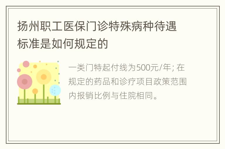 扬州职工医保门诊特殊病种待遇标准是如何规定的