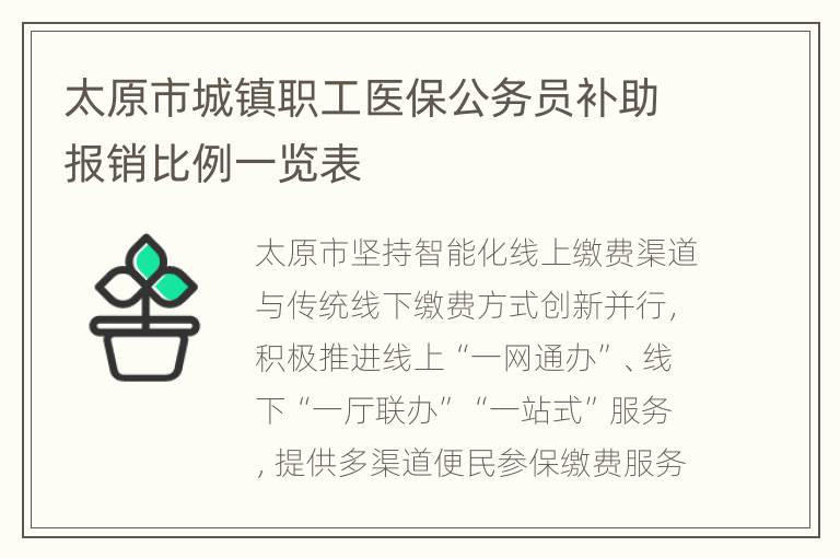 太原市城镇职工医保公务员补助报销比例一览表