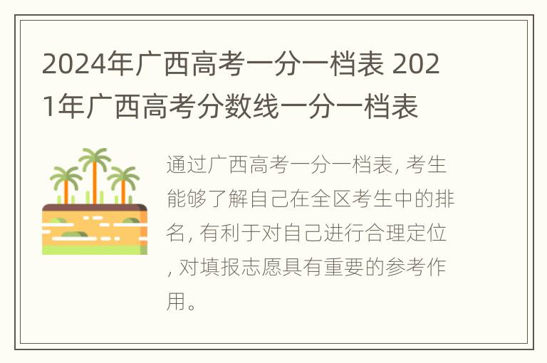 2024年广西高考一分一档表 2021年广西高考分数线一分一档表