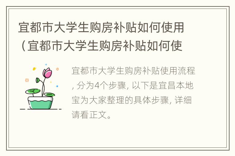 宜都市大学生购房补贴如何使用（宜都市大学生购房补贴如何使用的）