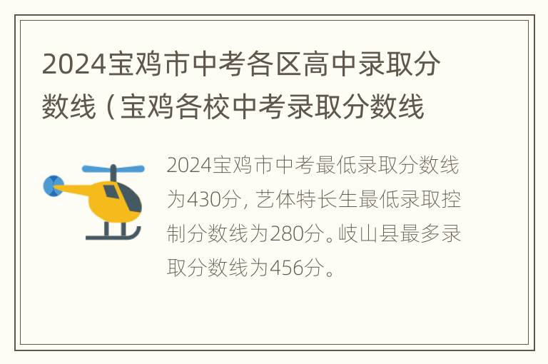 2024宝鸡市中考各区高中录取分数线（宝鸡各校中考录取分数线）