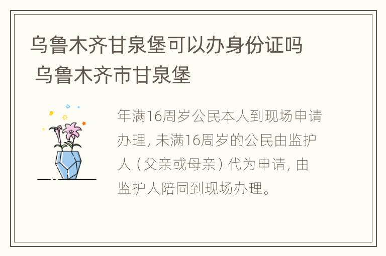 乌鲁木齐甘泉堡可以办身份证吗 乌鲁木齐市甘泉堡