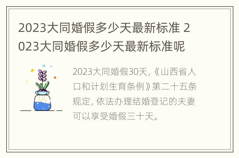 2023大同婚假多少天最新标准 2023大同婚假多少天最新标准呢