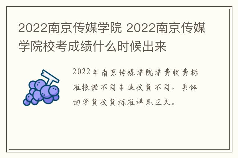 2022南京传媒学院 2022南京传媒学院校考成绩什么时候出来