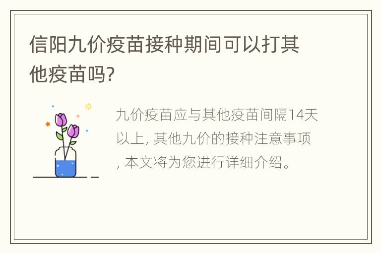 信阳九价疫苗接种期间可以打其他疫苗吗？