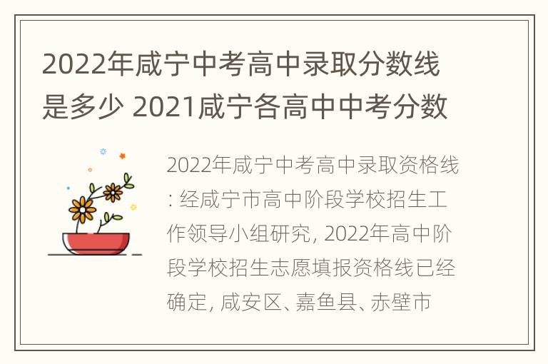 2022年咸宁中考高中录取分数线是多少 2021咸宁各高中中考分数数线