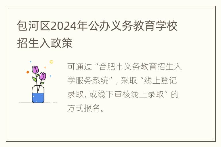 包河区2024年公办义务教育学校招生入政策