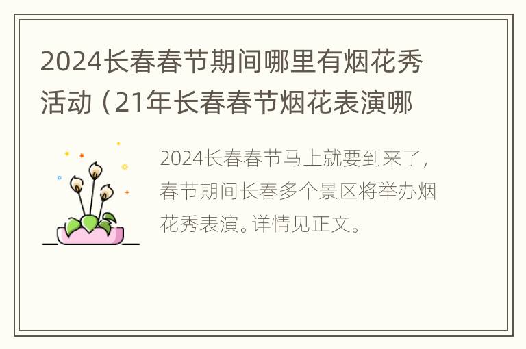 2024长春春节期间哪里有烟花秀活动（21年长春春节烟花表演哪里有）