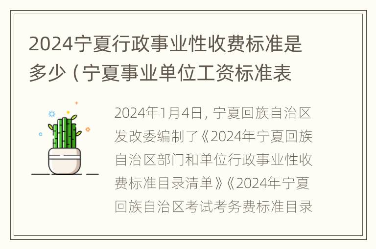 2024宁夏行政事业性收费标准是多少（宁夏事业单位工资标准表2019）