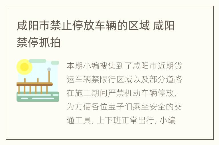 咸阳市禁止停放车辆的区域 咸阳禁停抓拍