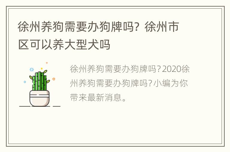 徐州养狗需要办狗牌吗？ 徐州市区可以养大型犬吗