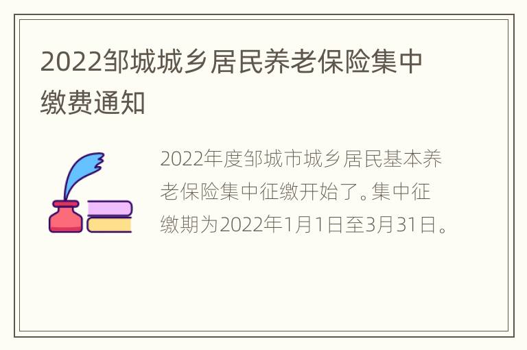 2022邹城城乡居民养老保险集中缴费通知