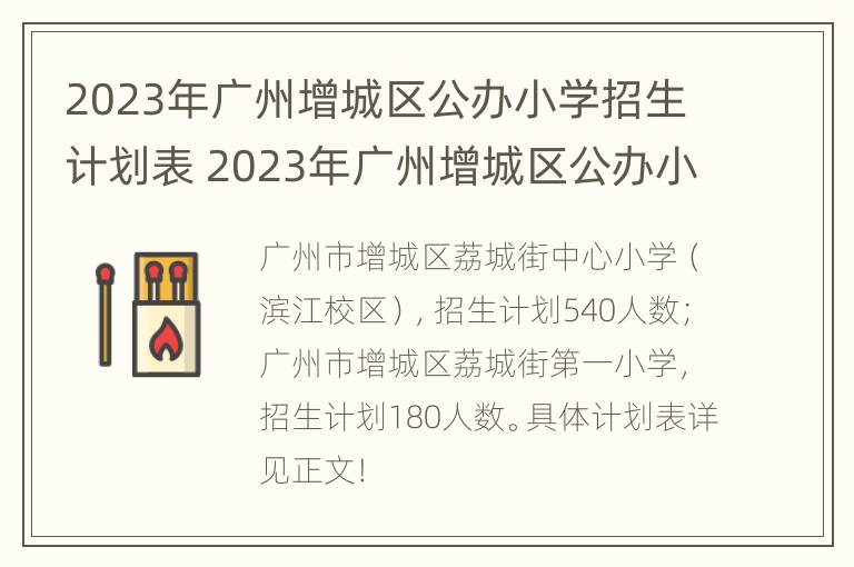 2023年广州增城区公办小学招生计划表 2023年广州增城区公办小学招生计划表格