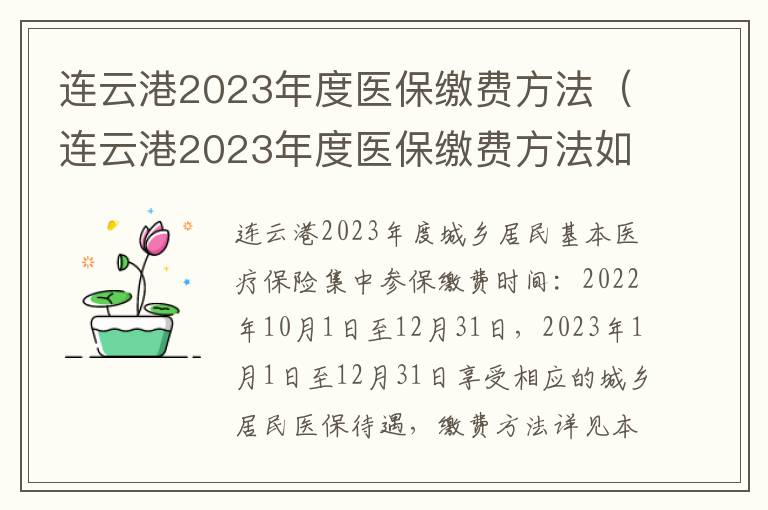 连云港2023年度医保缴费方法（连云港2023年度医保缴费方法如何）