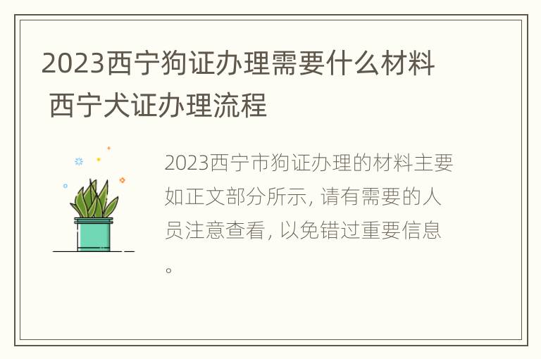 2023西宁狗证办理需要什么材料 西宁犬证办理流程