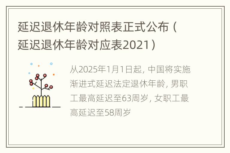 延迟退休年龄对照表正式公布（延迟退休年龄对应表2021）