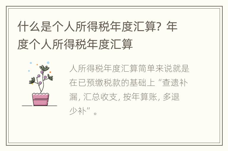 什么是个人所得税年度汇算？ 年度个人所得税年度汇算