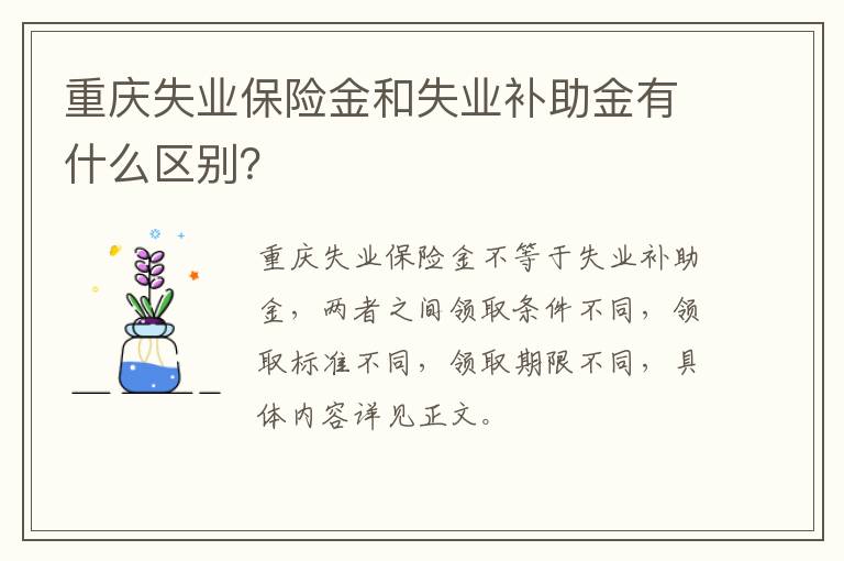 重庆失业保险金和失业补助金有什么区别？