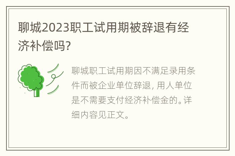 聊城2023职工试用期被辞退有经济补偿吗？