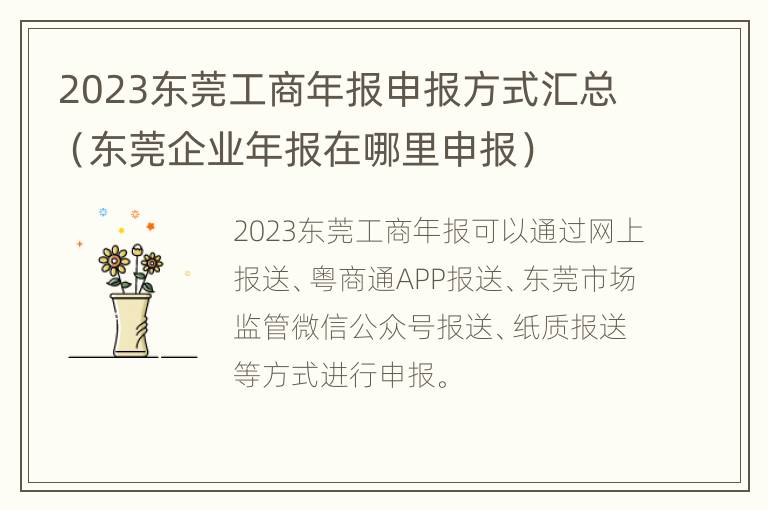 2023东莞工商年报申报方式汇总（东莞企业年报在哪里申报）