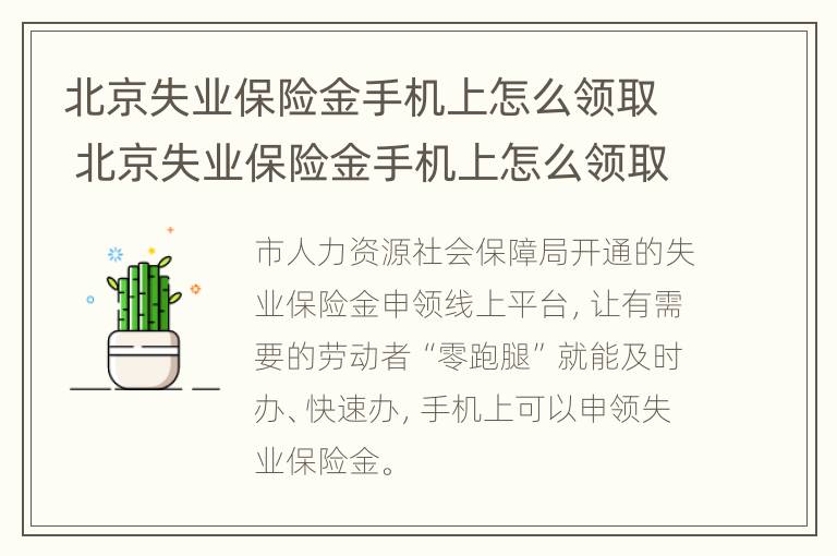 北京失业保险金手机上怎么领取 北京失业保险金手机上怎么领取流程