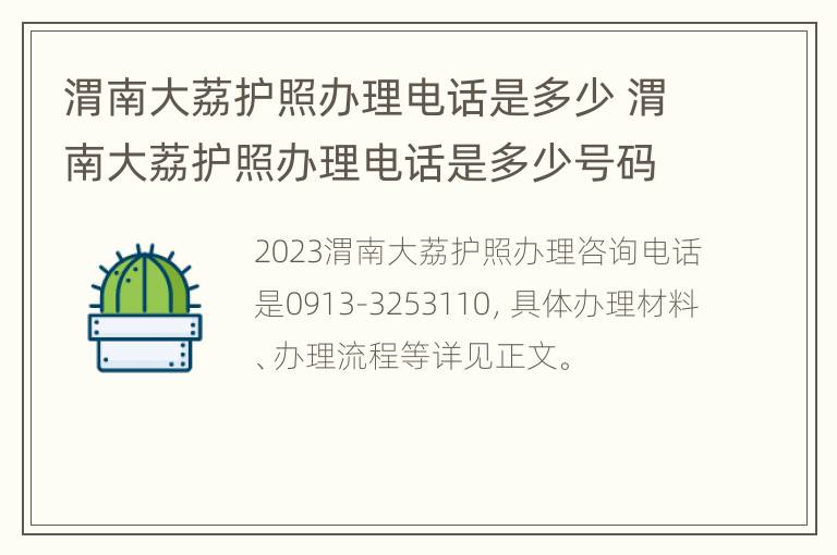 渭南大荔护照办理电话是多少 渭南大荔护照办理电话是多少号码