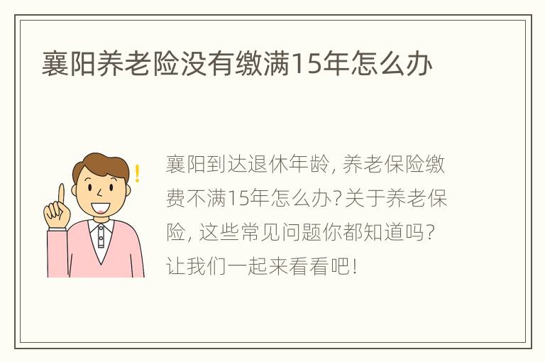 襄阳养老险没有缴满15年怎么办