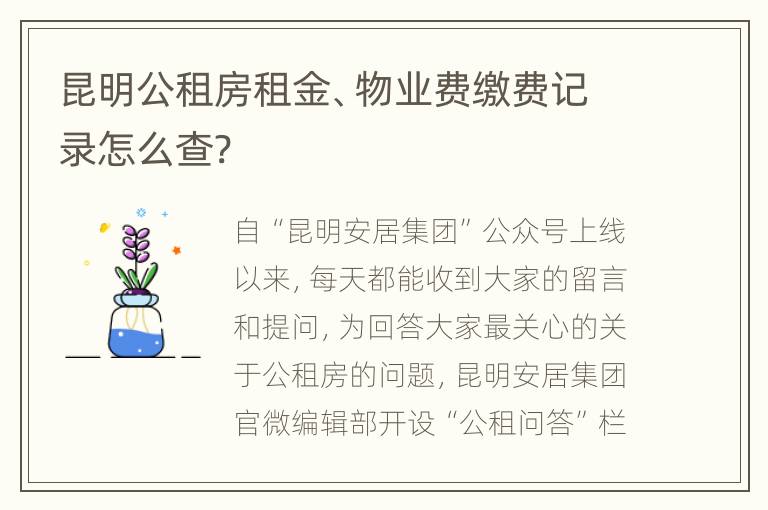 昆明公租房租金、物业费缴费记录怎么查?