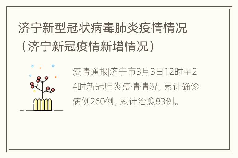 济宁新型冠状病毒肺炎疫情情况（济宁新冠疫情新增情况）