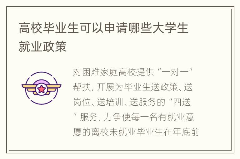 高校毕业生可以申请哪些大学生就业政策