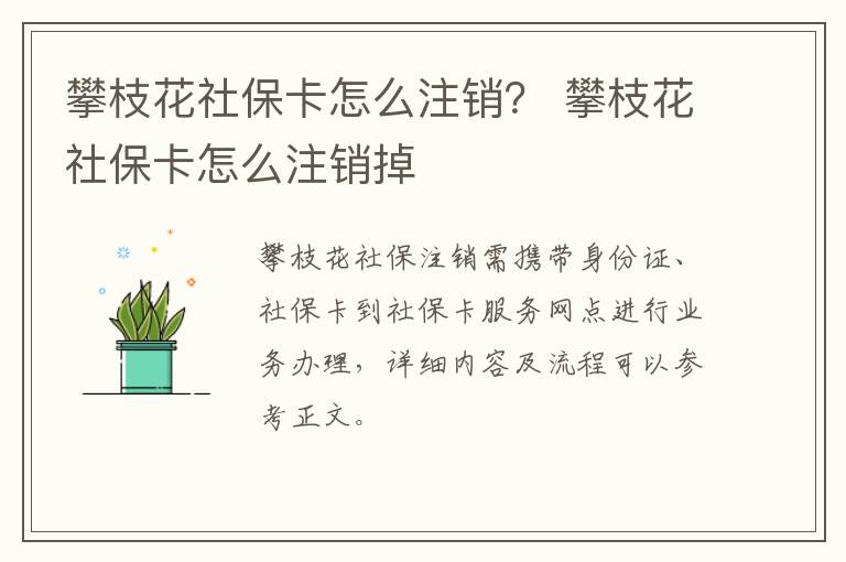 攀枝花社保卡怎么注销？ 攀枝花社保卡怎么注销掉