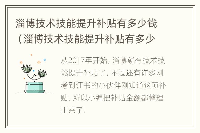 淄博技术技能提升补贴有多少钱（淄博技术技能提升补贴有多少钱一个月）