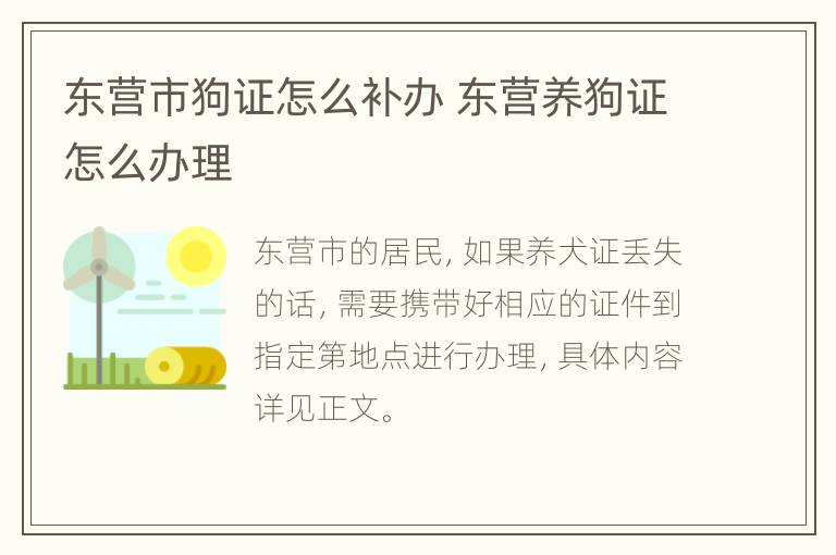 东营市狗证怎么补办 东营养狗证怎么办理