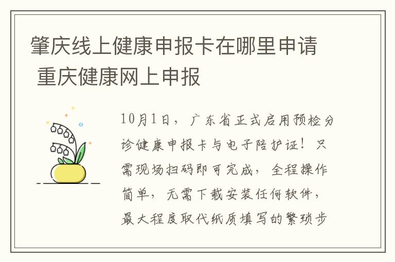 肇庆线上健康申报卡在哪里申请 重庆健康网上申报