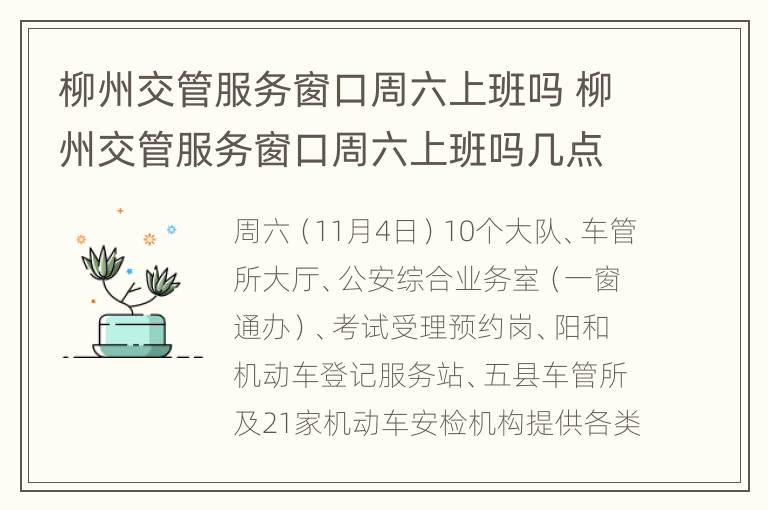 柳州交管服务窗口周六上班吗 柳州交管服务窗口周六上班吗几点下班