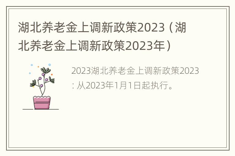 湖北养老金上调新政策2023（湖北养老金上调新政策2023年）