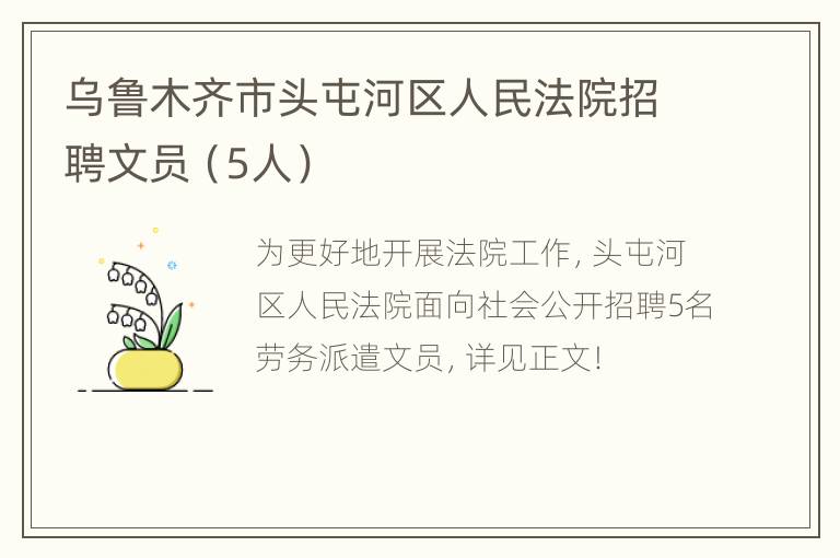 乌鲁木齐市头屯河区人民法院招聘文员（5人）