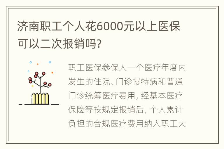 济南职工个人花6000元以上医保可以二次报销吗？