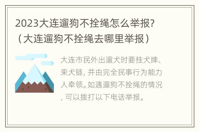 2023大连遛狗不拴绳怎么举报？（大连遛狗不拴绳去哪里举报）